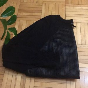 Sweater with mesh leather detail